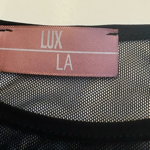 LUX LA mesh see through long sleeve bodycon mini black dress women's size XS - Picture 2 of 6